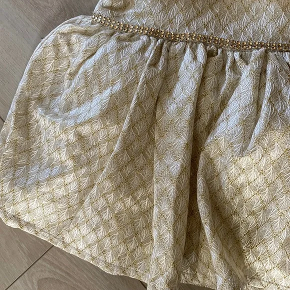 NWT Baby Girl Metallic Dress with Fur - Picture 2 of 4